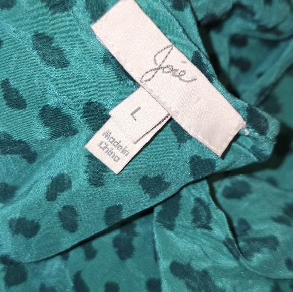 Joie 100% Silk Teal Green Leopard Ruffle Mini Dress Size Large - Picture 8 of 10